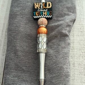 Orange and Silver Beaded Pen